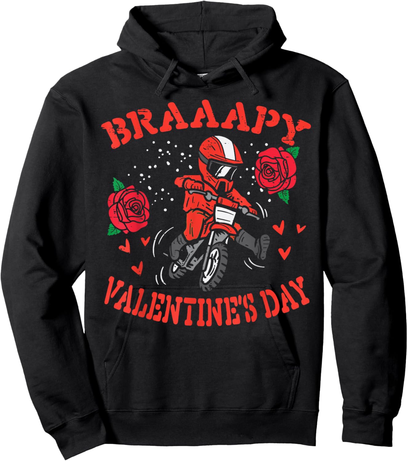 Braaapy Valentines Day Motocross Dirt Bike Men Boys Kids Hoodie - Hoodie | Black