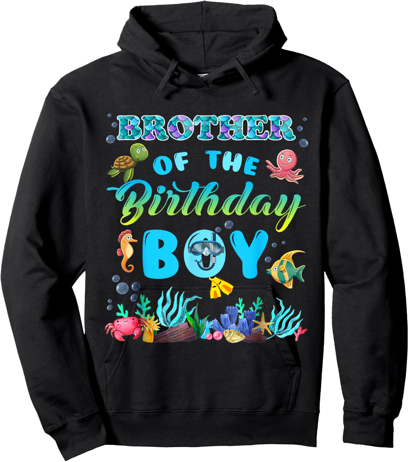 Brother Of The Birthday Boy Sea Fish Ocean Animals Aquarium Hoodie - Hoodie | Black