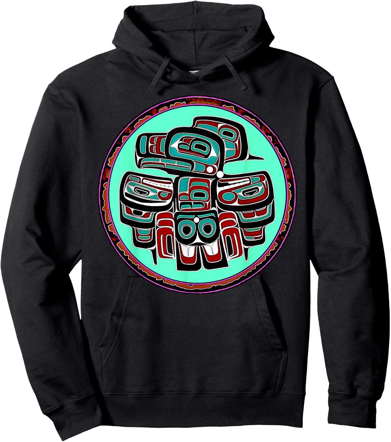 Alaska Native American Art Style Tlingit Haida Eagle Tribal Hoodie - Hoodie | Black