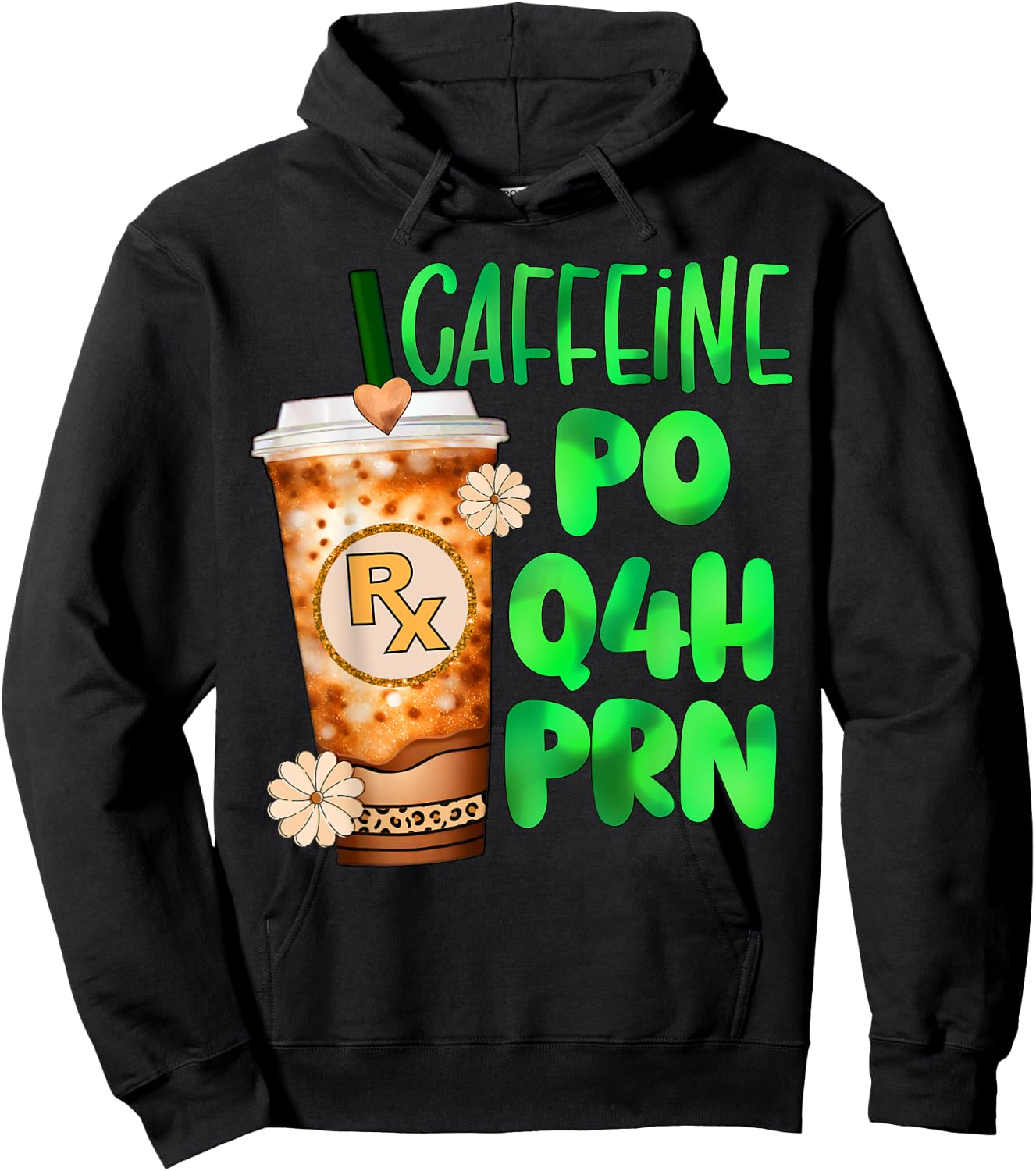 Cute Pharmacy tech pharmacist caffeine nurse rx coffee prn Hoodie - Hoodie | Black