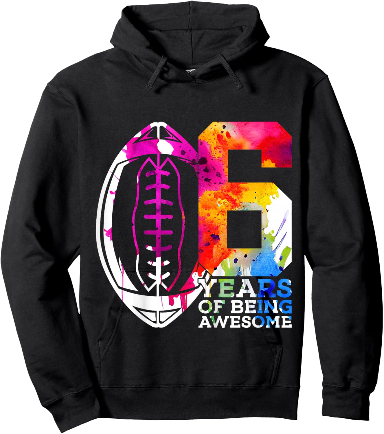 Kids 6 YEARS OF BEING AWESOME FOOTBALL 6TH BIRTHDAY Hoodie - Hoodie | Black
