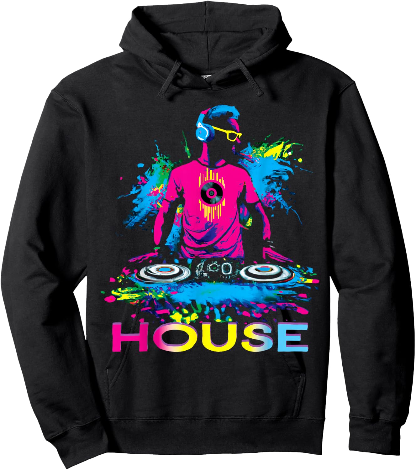 Vibrant House Music DJ Design Hoodie - Hoodie | Black