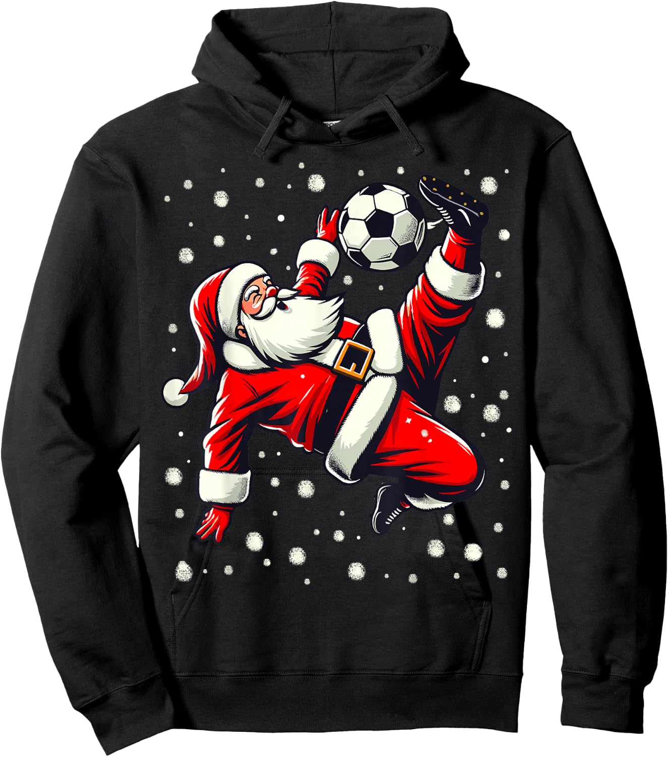 Santa Plays Soccer Bicycle Kick, Christmas Women Men Kids Hoodie - Hoodie | Black