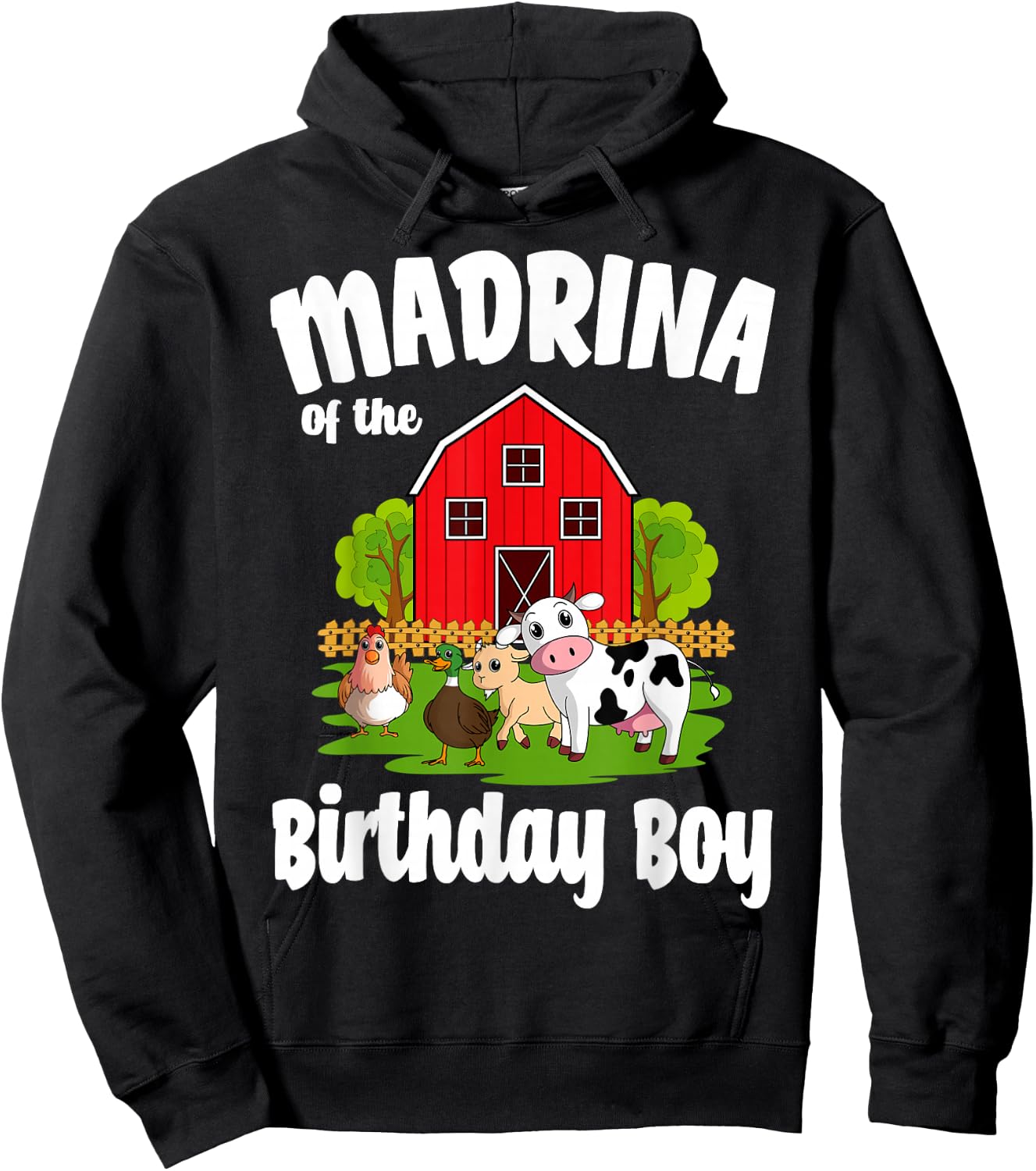 Madrina Of The Birthday Boy Farm Animal Bday Party Hoodie - Hoodie | Black