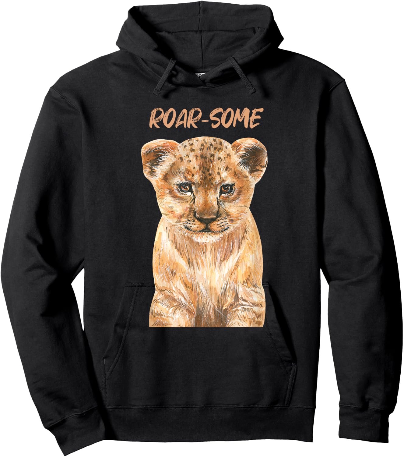 ROARSOME | Cute Lion Cub | Baby Lion Safari Wild Animal Pun Hoodie - Hoodie | Black