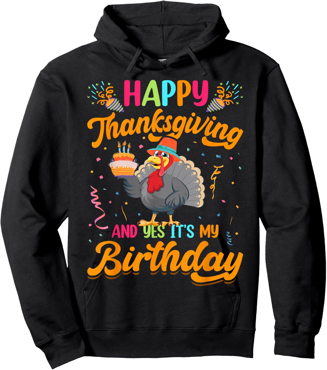 Adult & Kids Thanksgiving Clothing Gifts DAIMMER -Adults Black Small Modern Short Sleeve Thanksgiving Birthday Hoodie - Hoodie | Black
