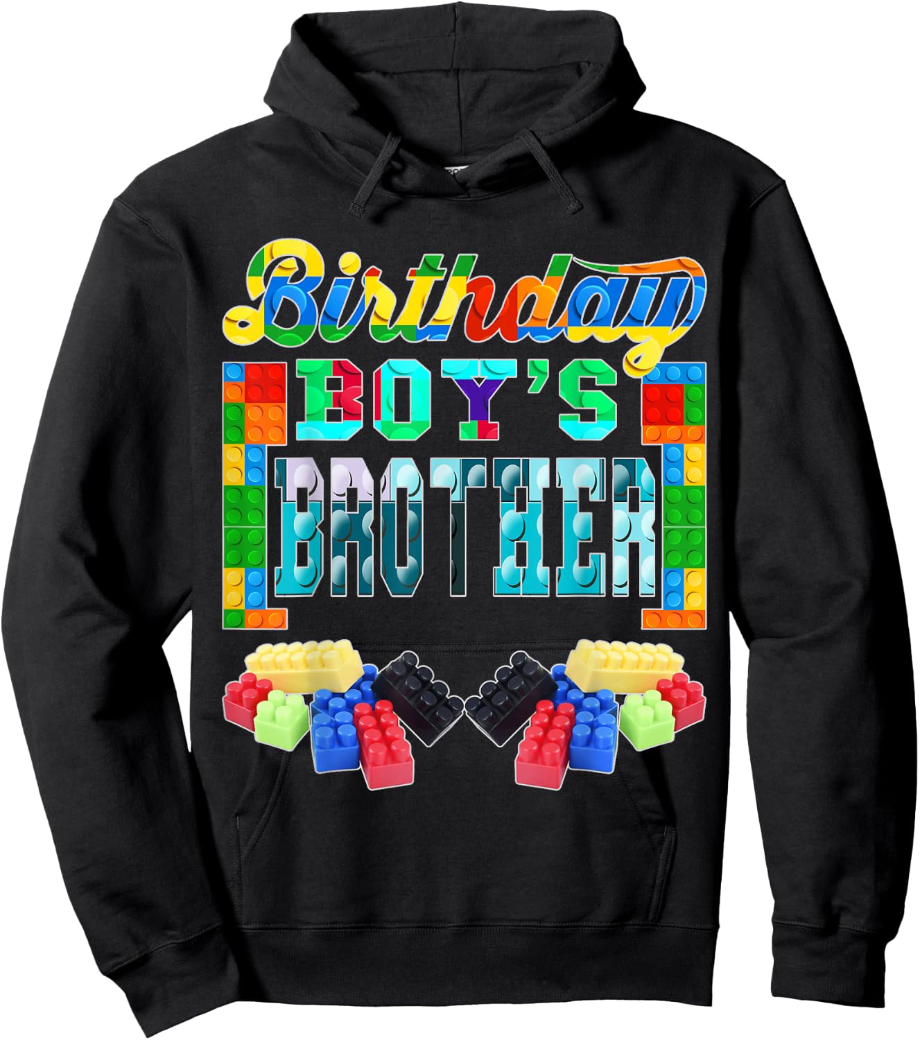 Building Brick Blocks Brother Of Birthday Boy B-day Builder Hoodie - Hoodie | Black