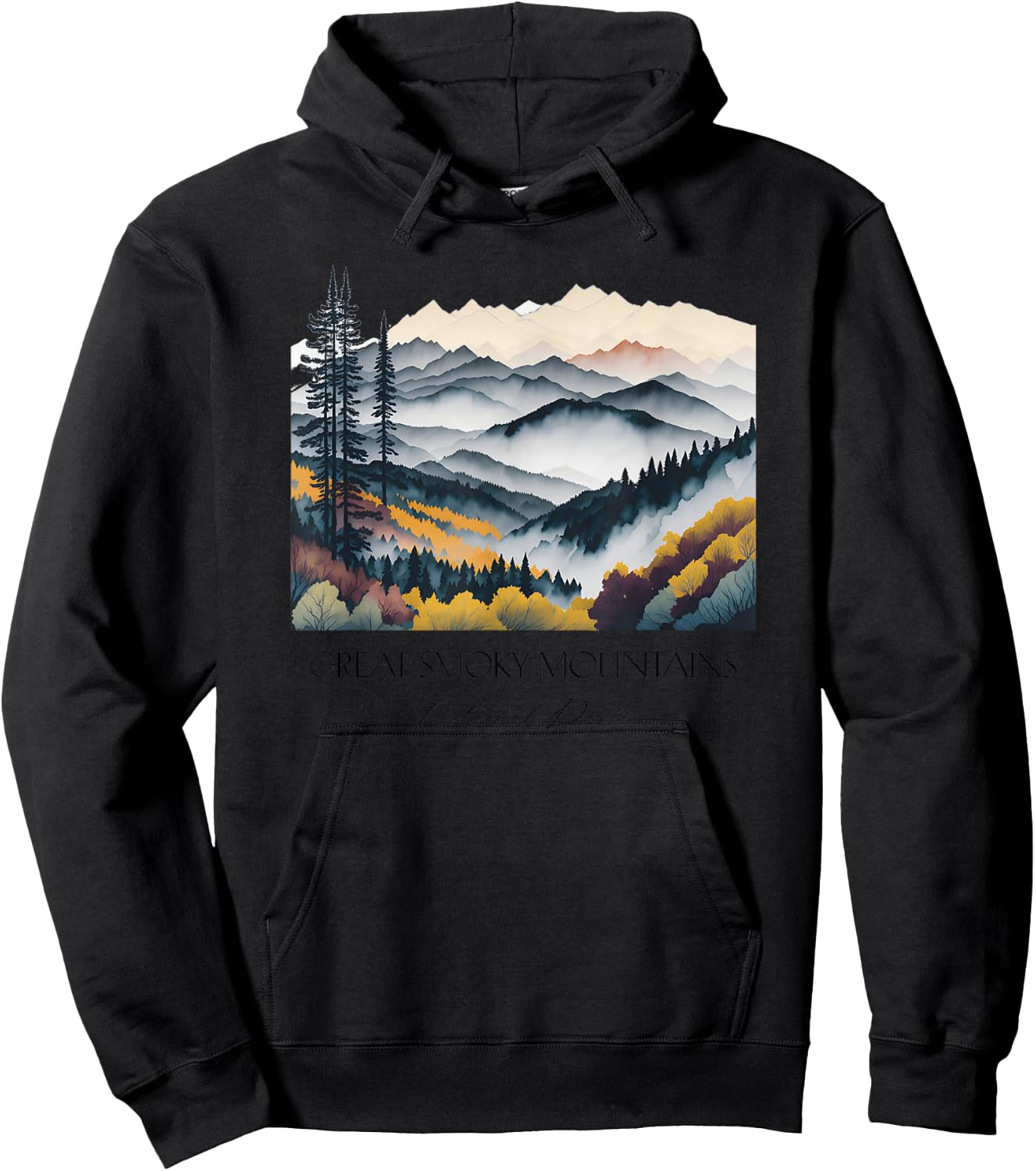 Cool Great Smoky Mountains National Park Hiking Watercolor Hoodie - Hoodie | Black