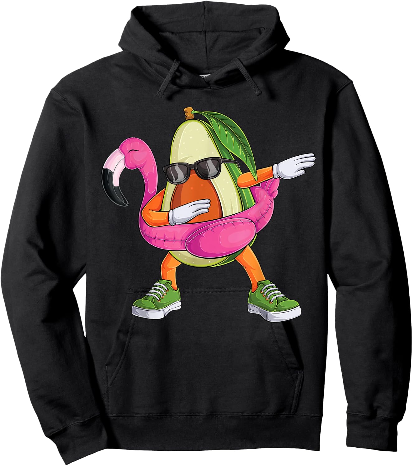 Dabbing Avocado Flamingo Tropical aloha Beach Hawaiian Men Women Kids Hoodie - Hoodie | Black