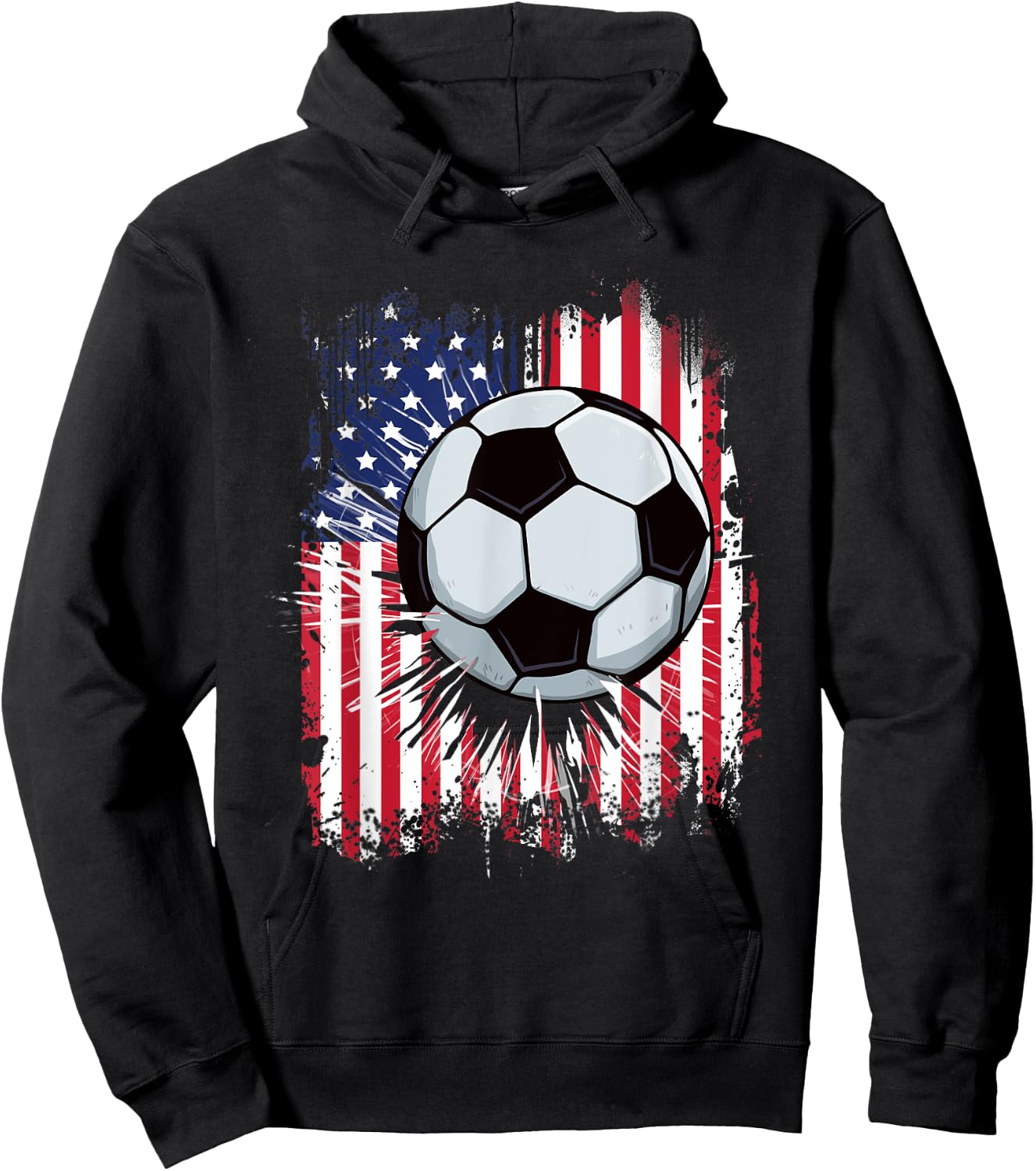 USA American Flag Vintage Soccer 4th of July Patriotic Boys Hoodie - Hoodie | Black