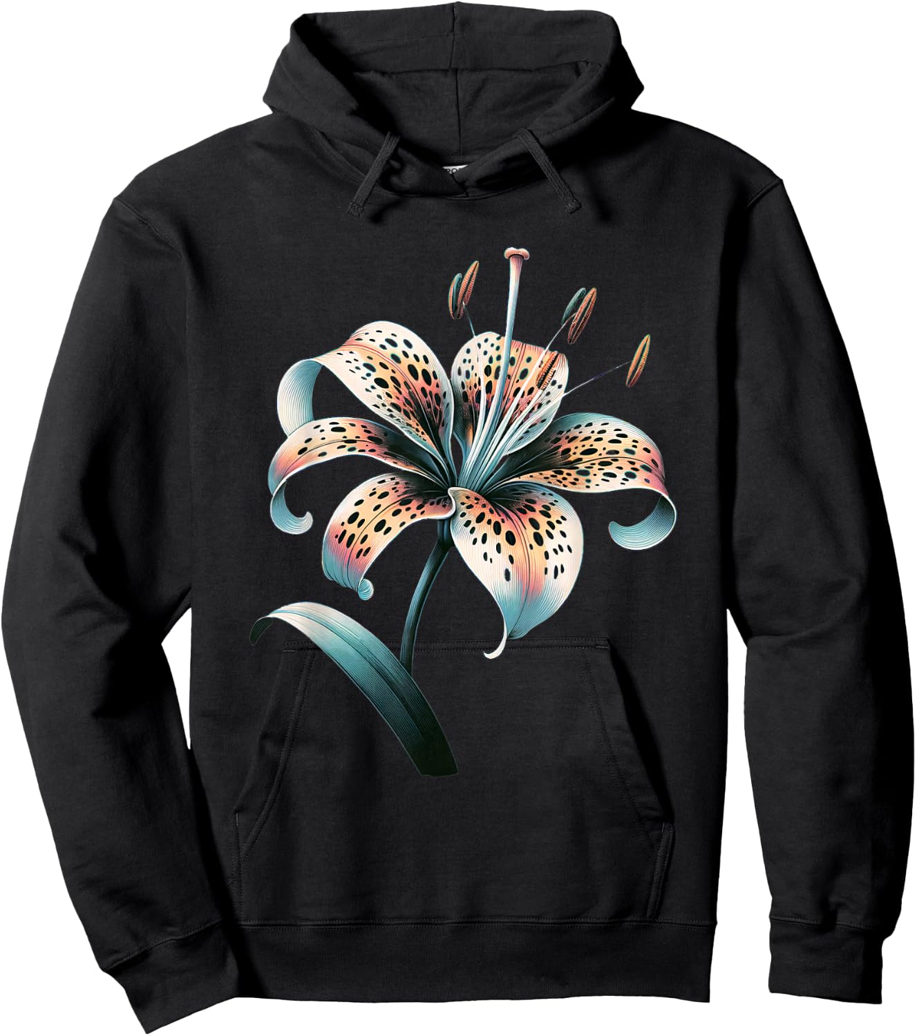 Tiger Lily Flower Aesthetic Art Hoodie - Hoodie | Black