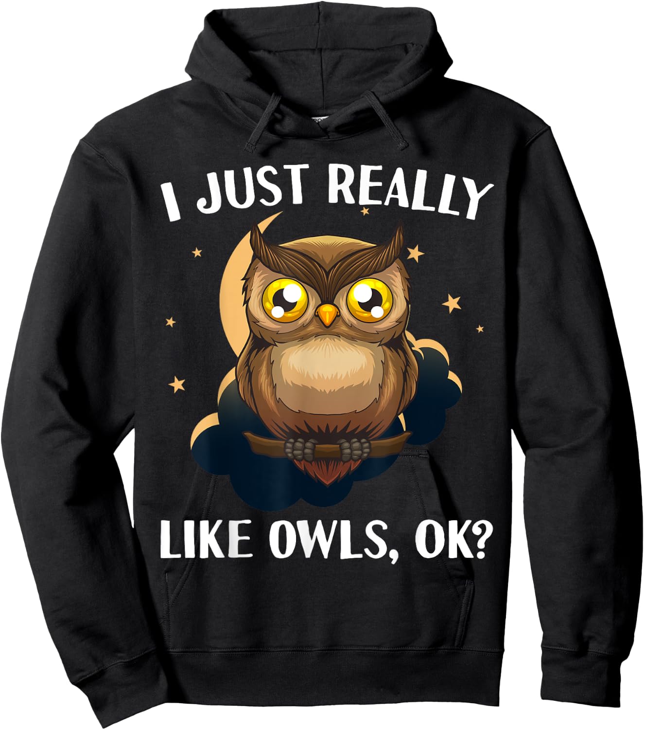Funny Owl Design Women Cute Owl Nocturnal Bird Lover Hoodie - Hoodie | Black