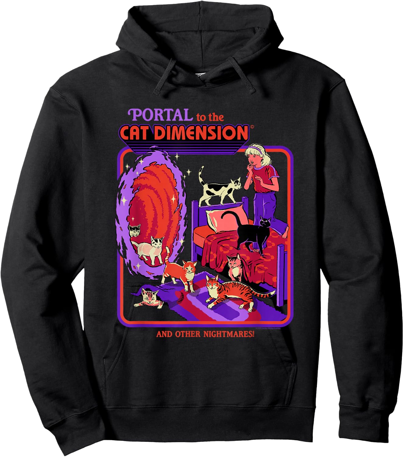 Steven Rhodes Cat Dimension Portal Retro Dark Humor Artist Hoodie - Hoodie | Black