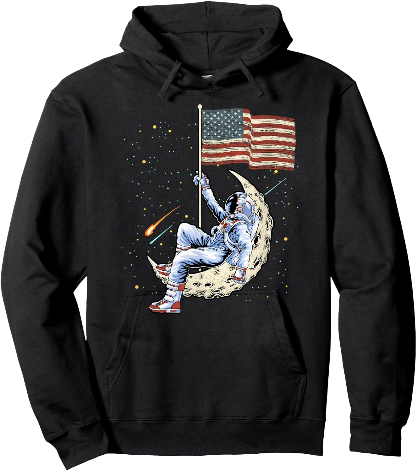 US Flag Astronaut Space Independence Day 4th of July Hoodie - Hoodie | Black