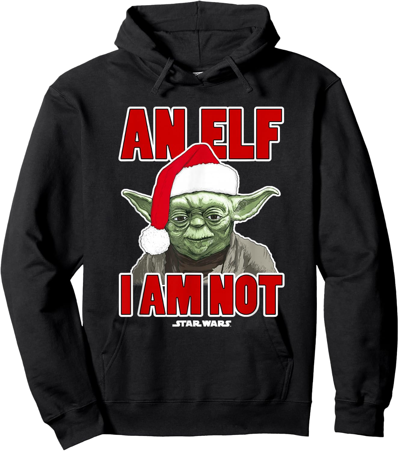Star Wars Classic Christmas An Elf I Am Not Yoda Portrait Hoodie - Hoodie | Black