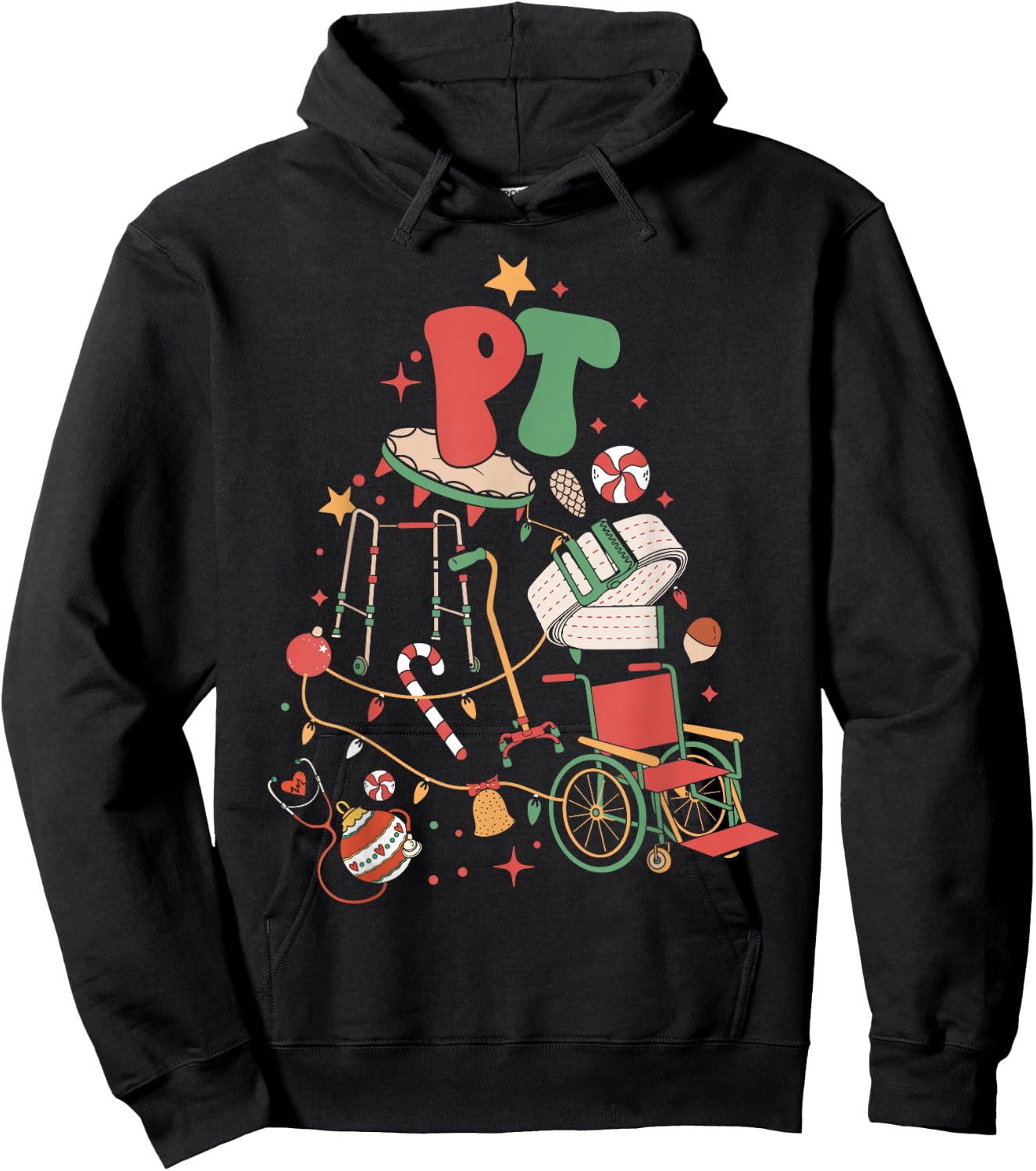 Physical Therapy Christmas PT Therapist Christmas Tree xmas Hoodie - Hoodie | Black