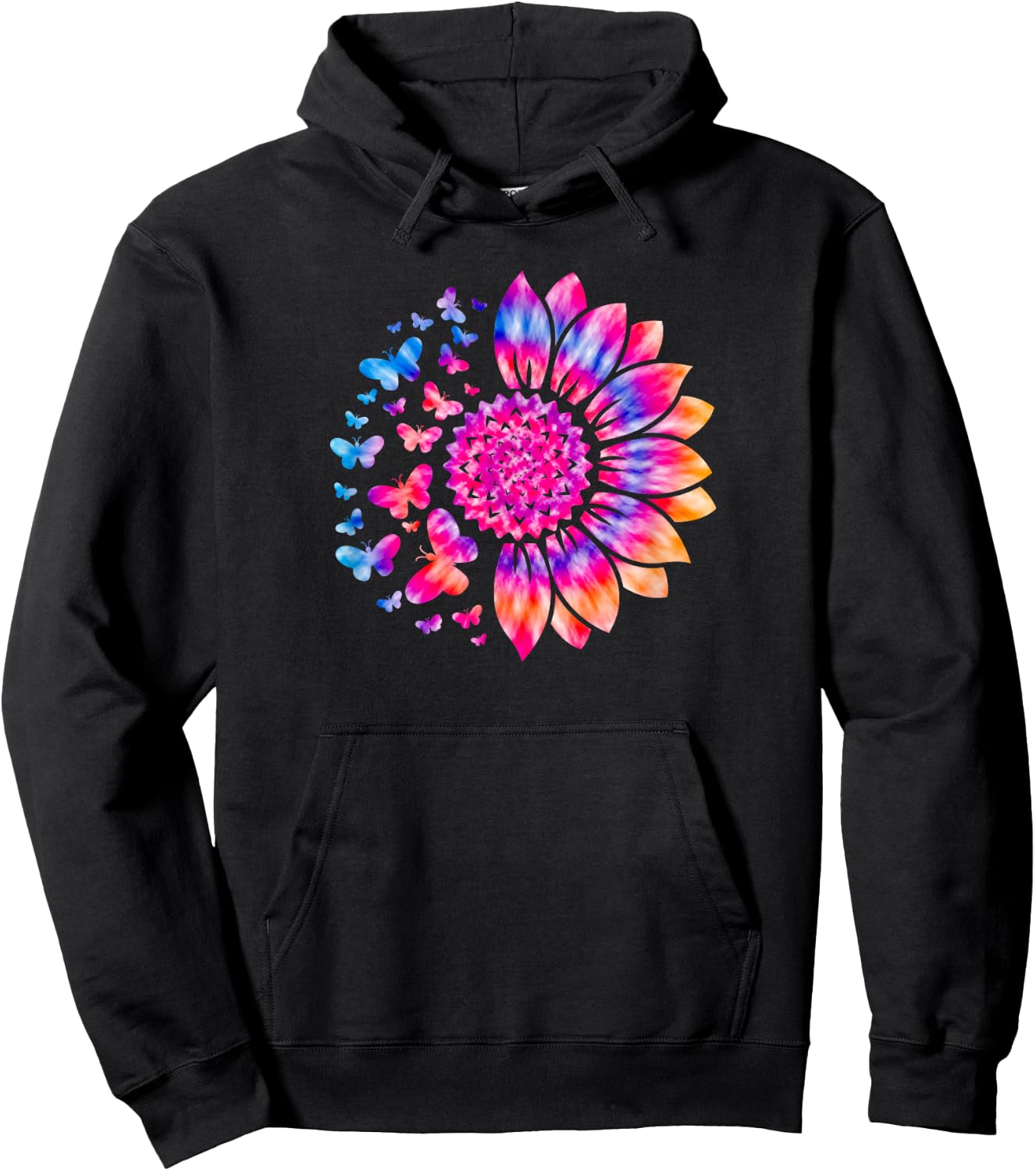 Sunflower Sun Flower Tie Dye Daisy Butterflies Women Girls Hoodie - Hoodie | Black