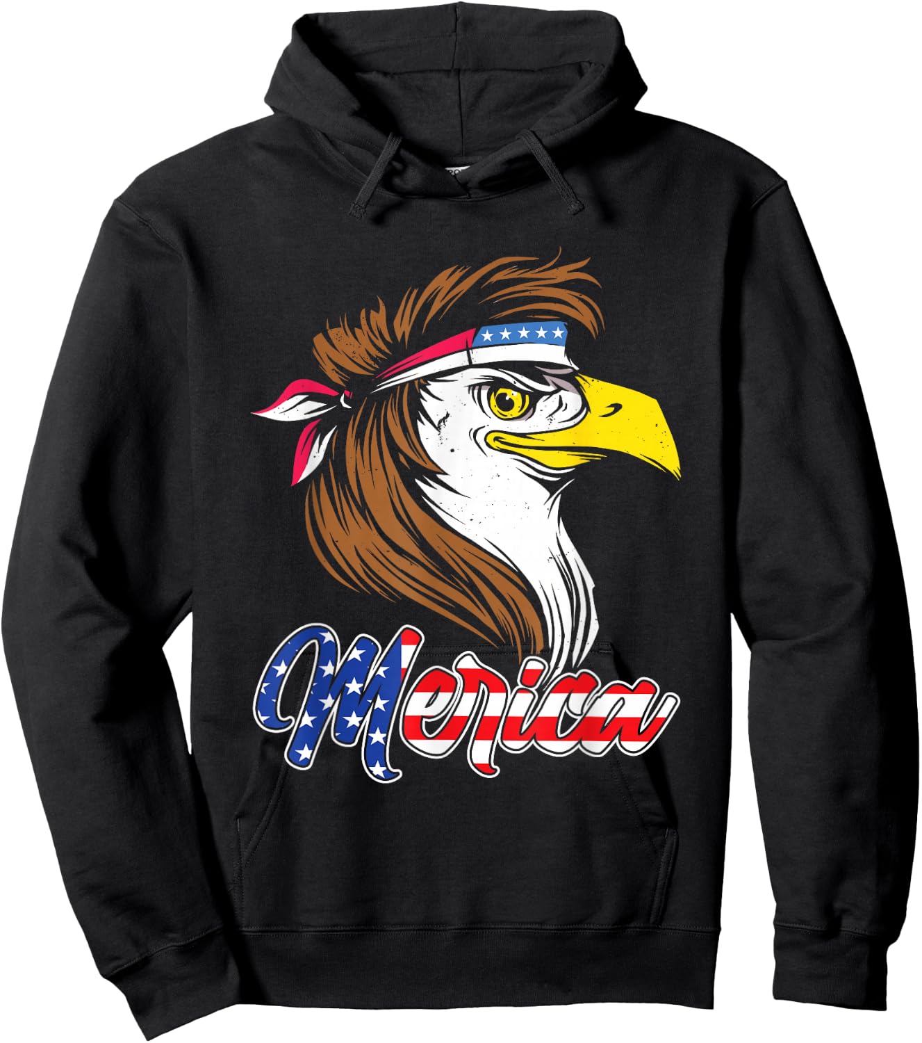 Merica Eagle Mullet 4th of July Shirt USA American Flag Hoodie - Hoodie | Black