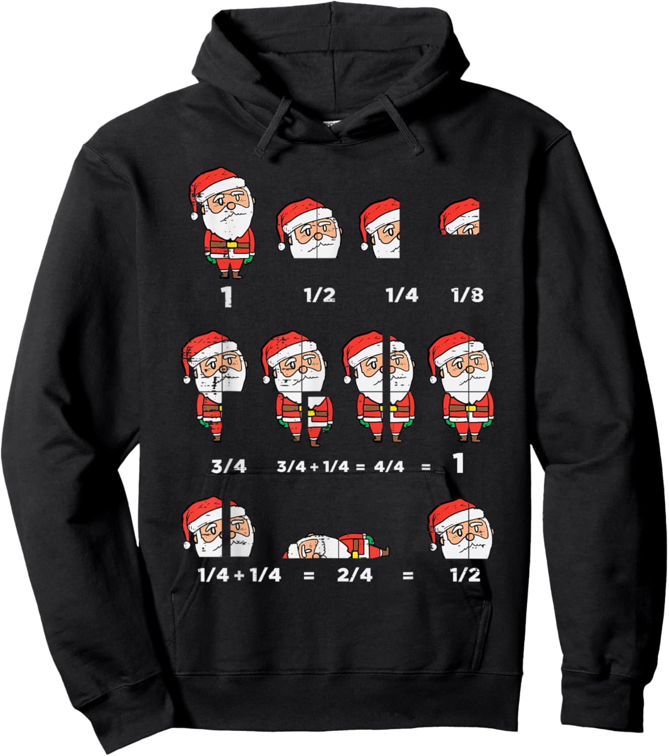 Christmas Santa Fraction Funny Xmas Math Teacher Men Women Hoodie - Hoodie | Black