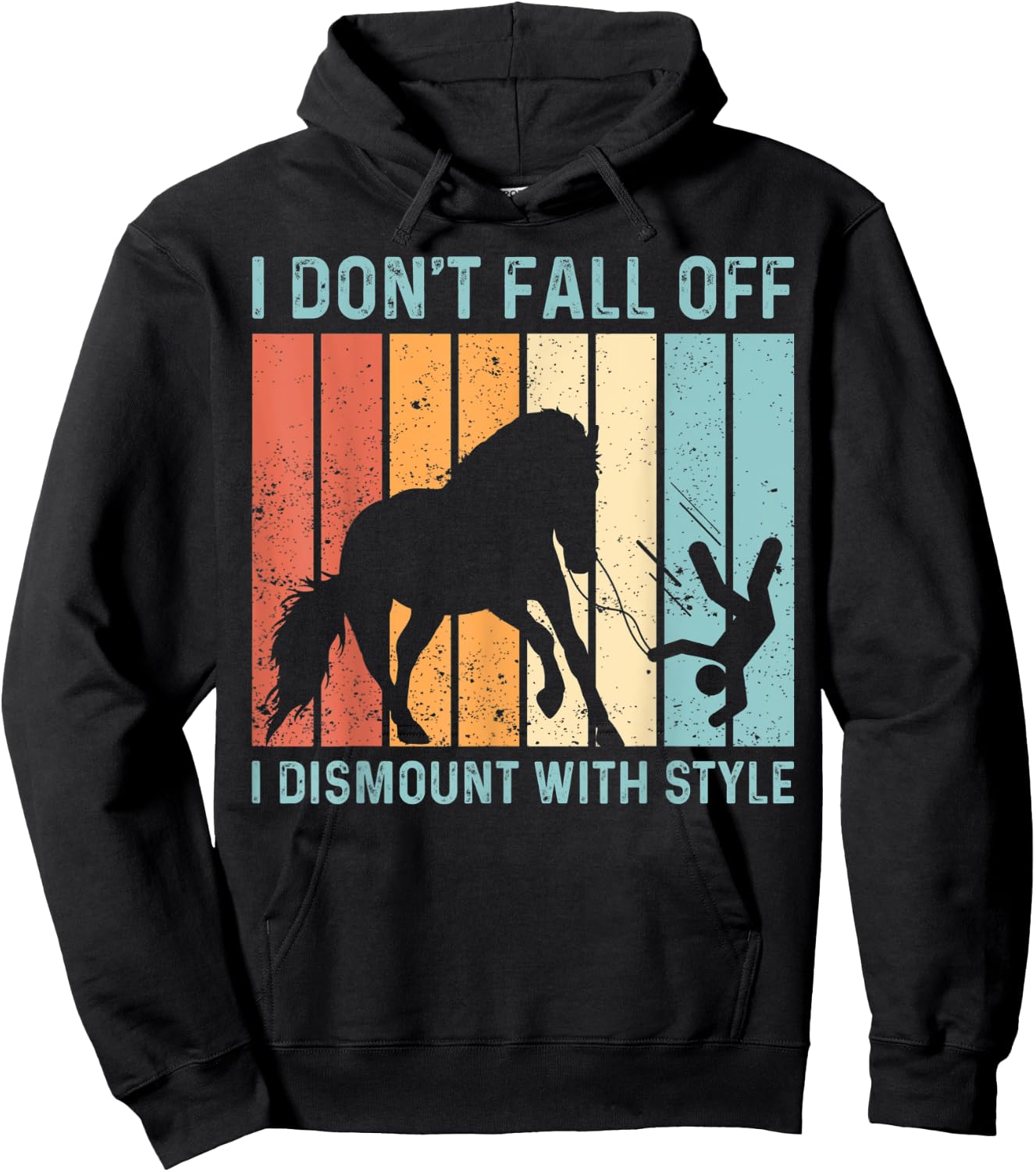 I Don't Fall Off I Dismount With Style Horse Vaulting Retro Hoodie - Hoodie | Black