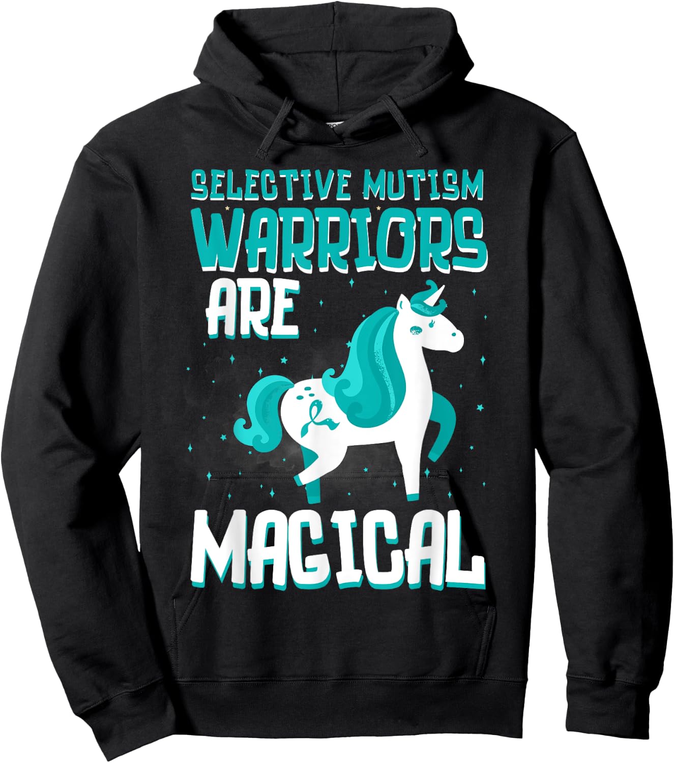 Warriors Are Magical Selective Mutism Awareness Unicorn Teal Hoodie - Hoodie | Black