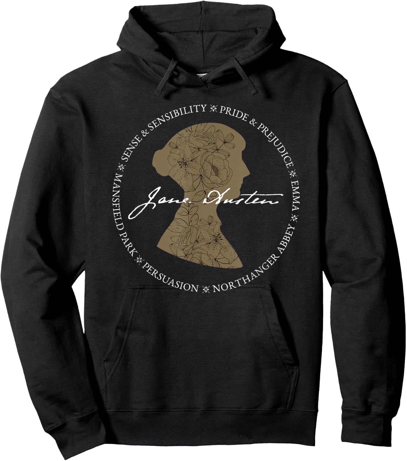 Jane Austen Persuasion Pride Prejudice Book Title Design Hoodie - Hoodie | Black