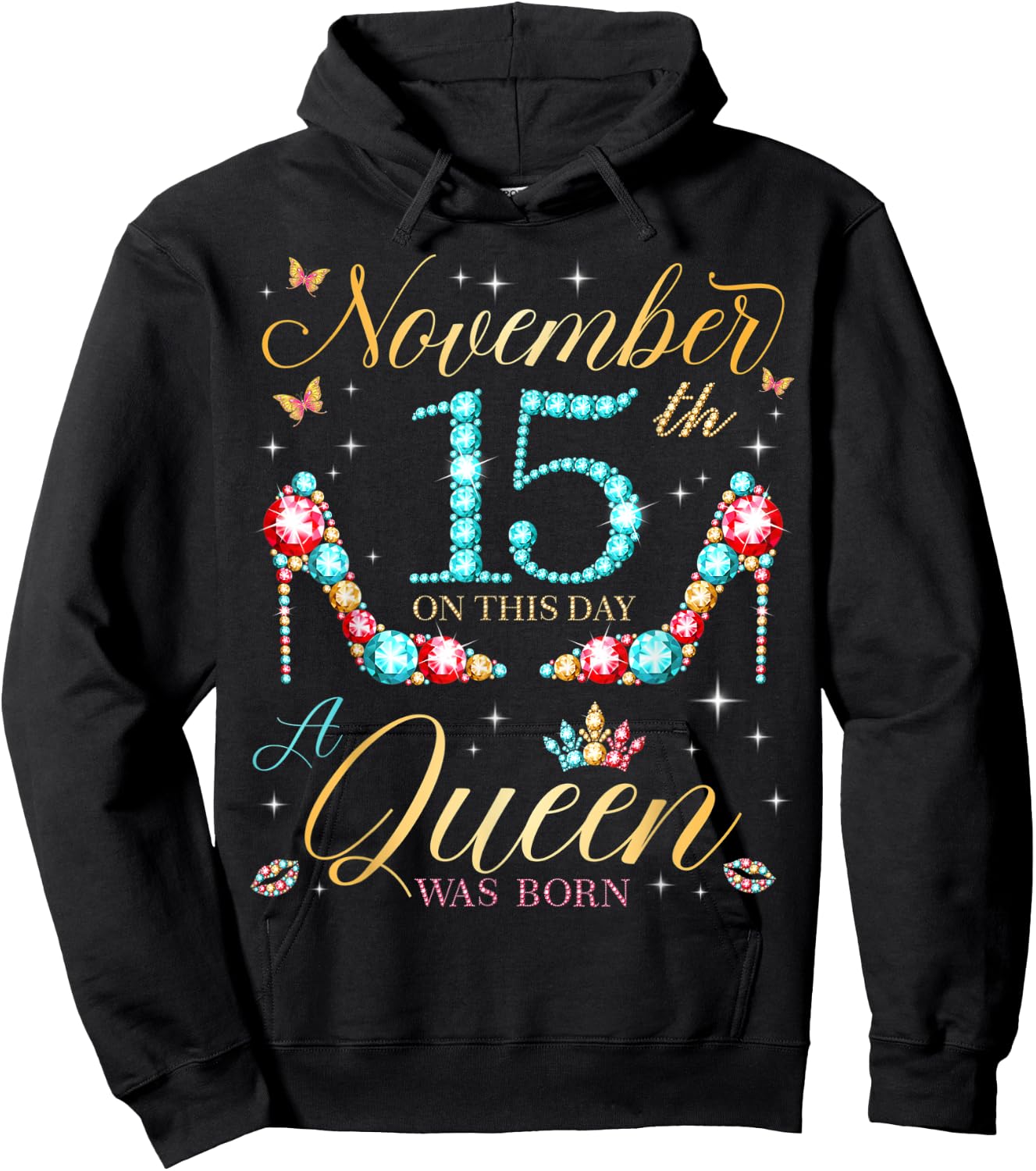 On November 15th A Queen Was Born on November 15 Birthday Hoodie - Hoodie | Black