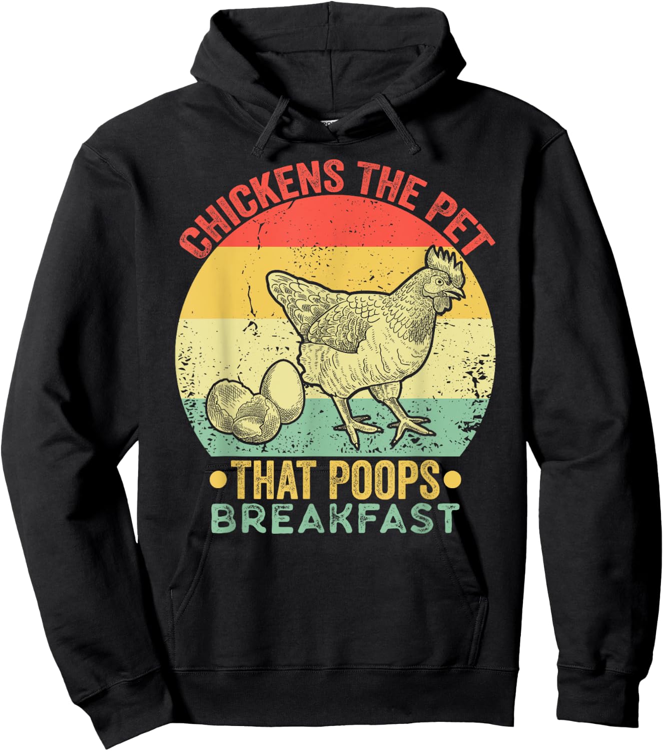 Chickens The Pet That Poops Breakfast Retro Vintage Funny Hoodie - Hoodie | Black