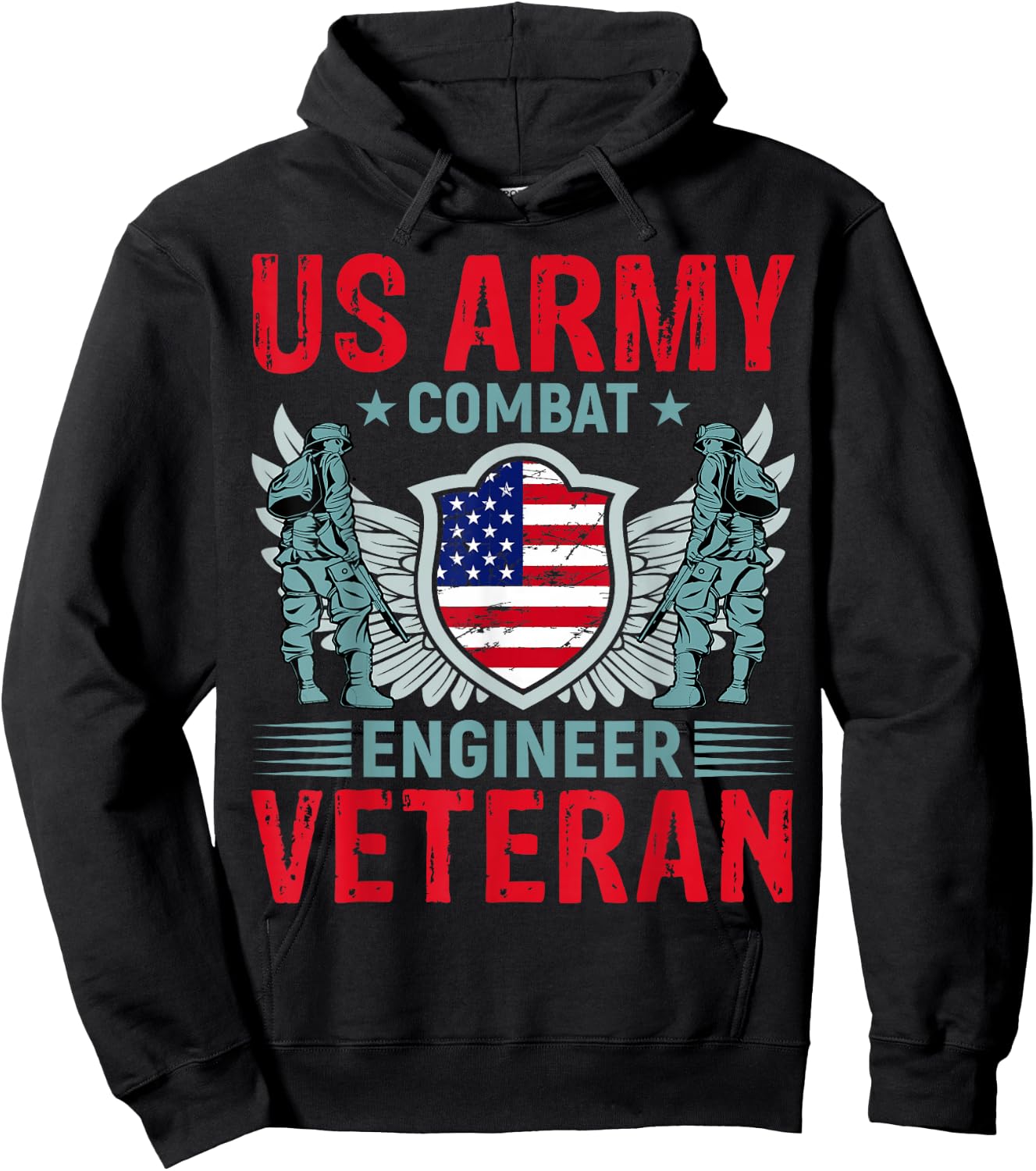 us Army Combat Engineer Veteran Hoodie - Hoodie | Black