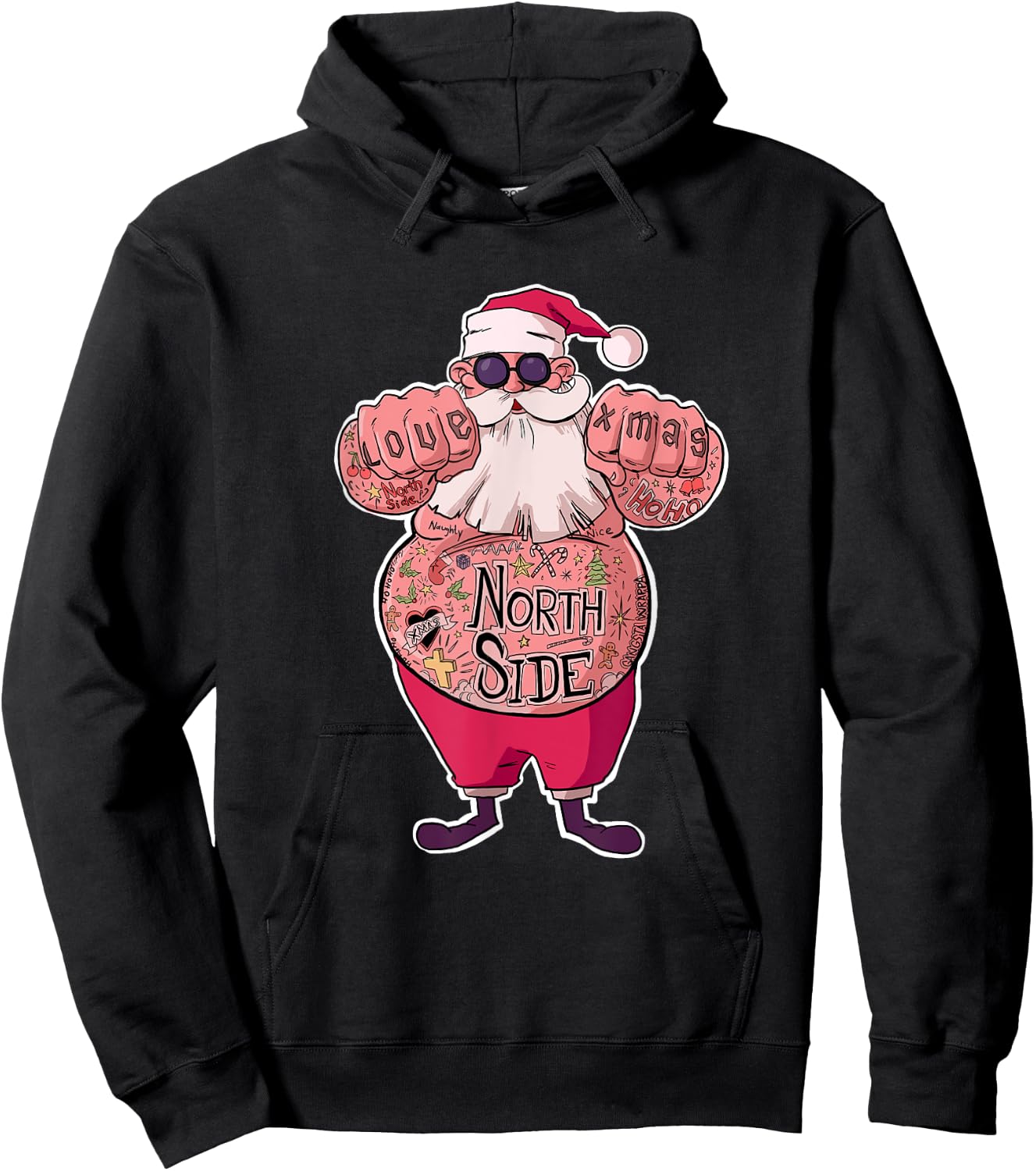 Tattooed Santa funny Santa with Tattoos Hoodie - Hoodie | Black