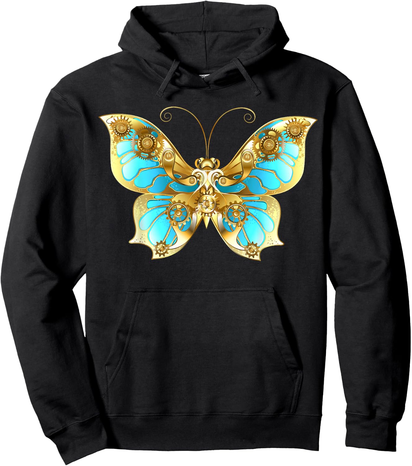Steampunk Gears Butterfly Hoodie - Hoodie | Black