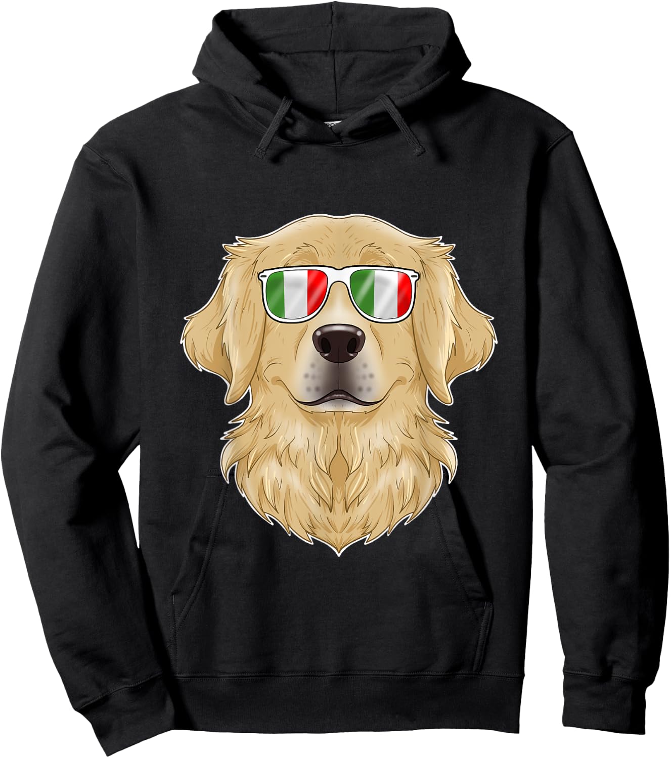 Golden Retriever Italy Sunglasses I Italian Flag Hoodie - Hoodie | Black