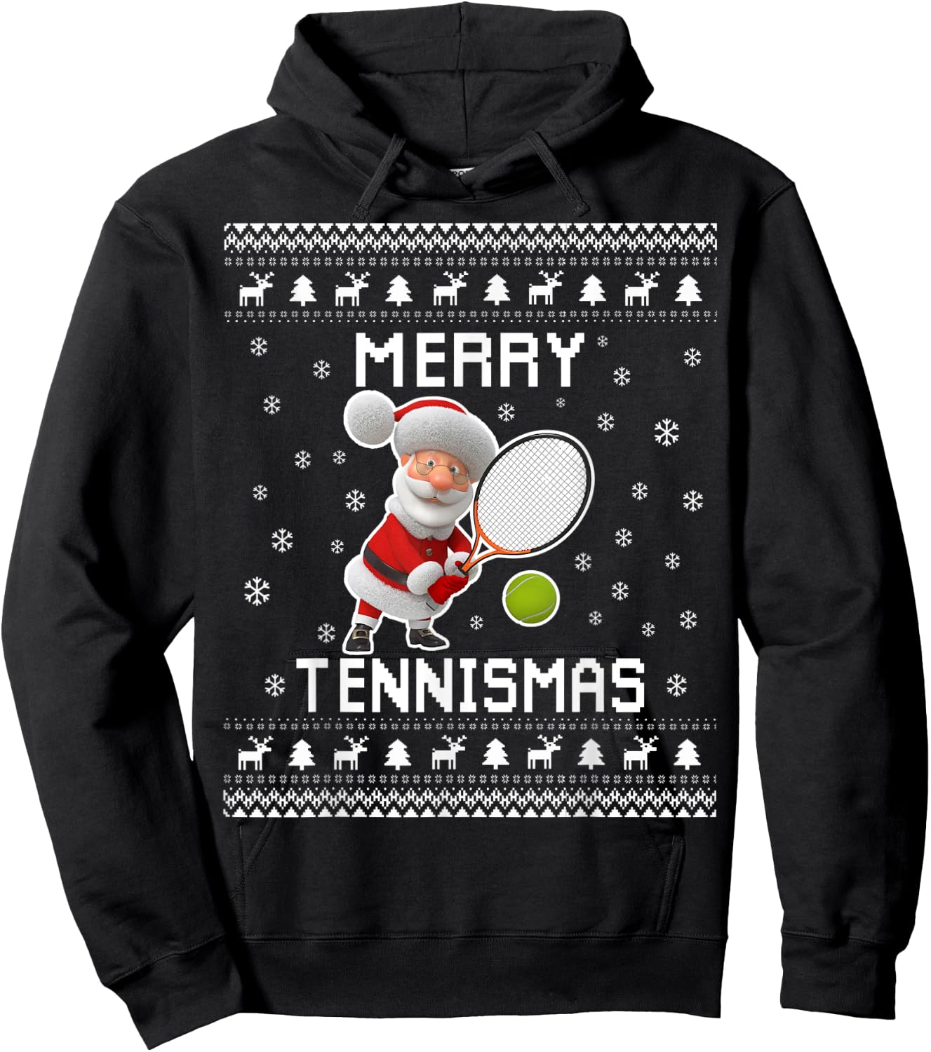 Tennis Ugly Christmas Sweater for Tennis Lovers Hoodie - Hoodie | Black