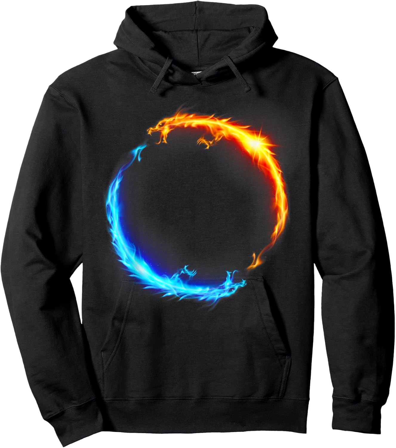 EMF Fire and Ice Dueling Dragons -Adults Black Hoodie - Hoodie | Black