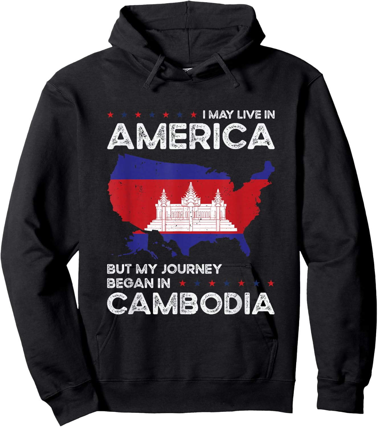 Cambodian American Patriot USA Grown Cambodia US Flag Hoodie - Hoodie | Black