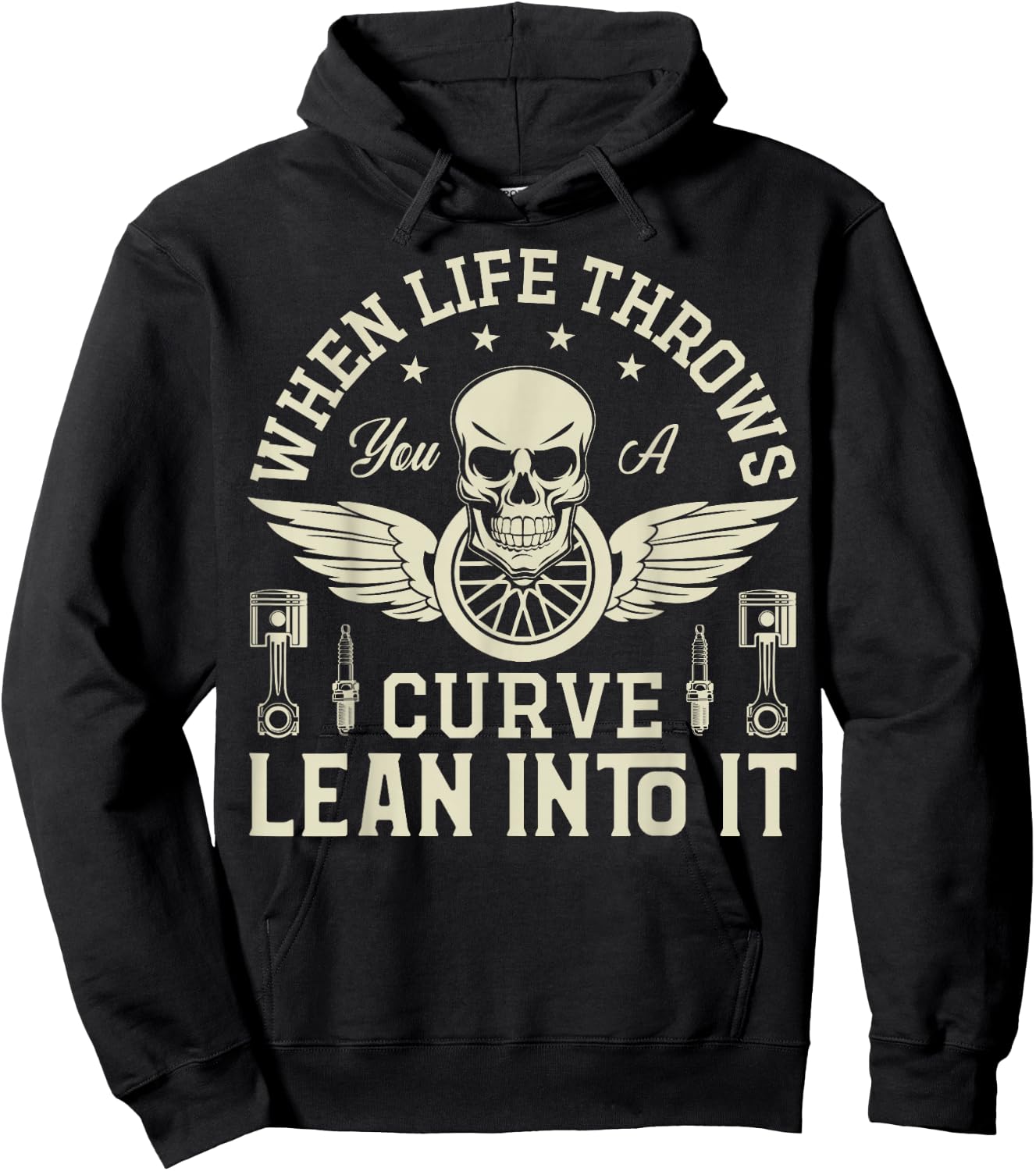 When Life Throws you a Curve lean into it Motorcycle Hoodie - Hoodie | Black
