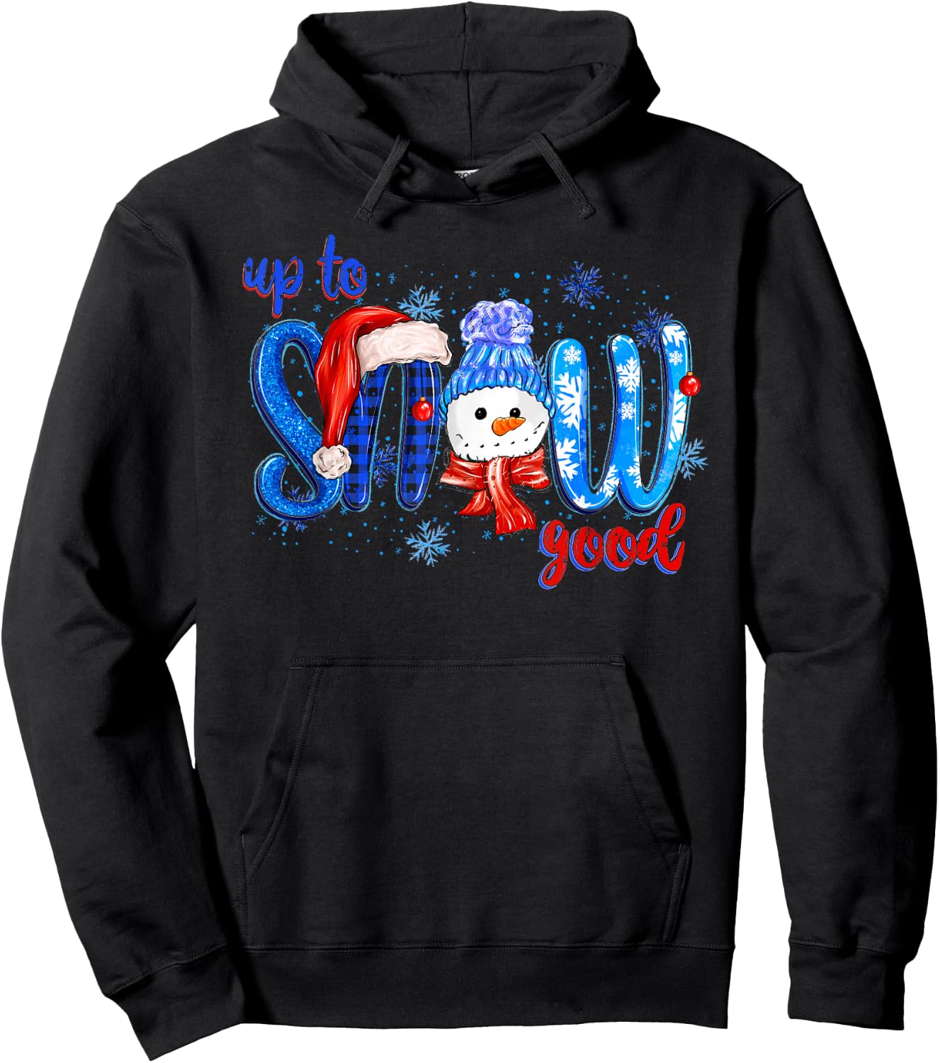 Vintage Up To Snow Good Snowman Christmas Xmas Men Women Hoodie - Hoodie | Black