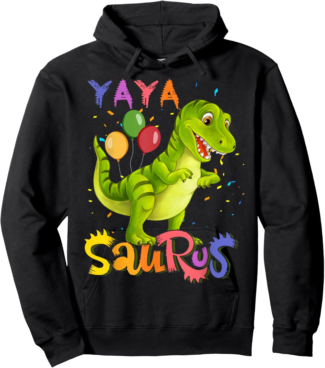Yayasaurus T Rex Dinosaur Yaya Saurus Family Matching Hoodie - Hoodie | Black