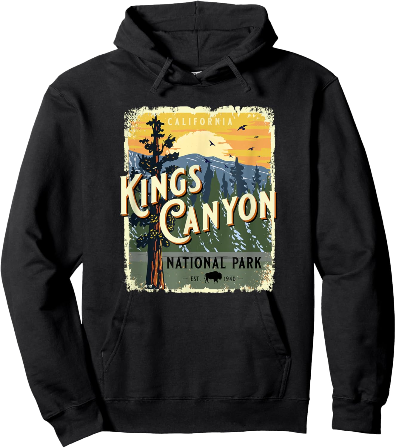 Kings Canyon National Park California USA Vintage Souvenir Hoodie - Hoodie | Black
