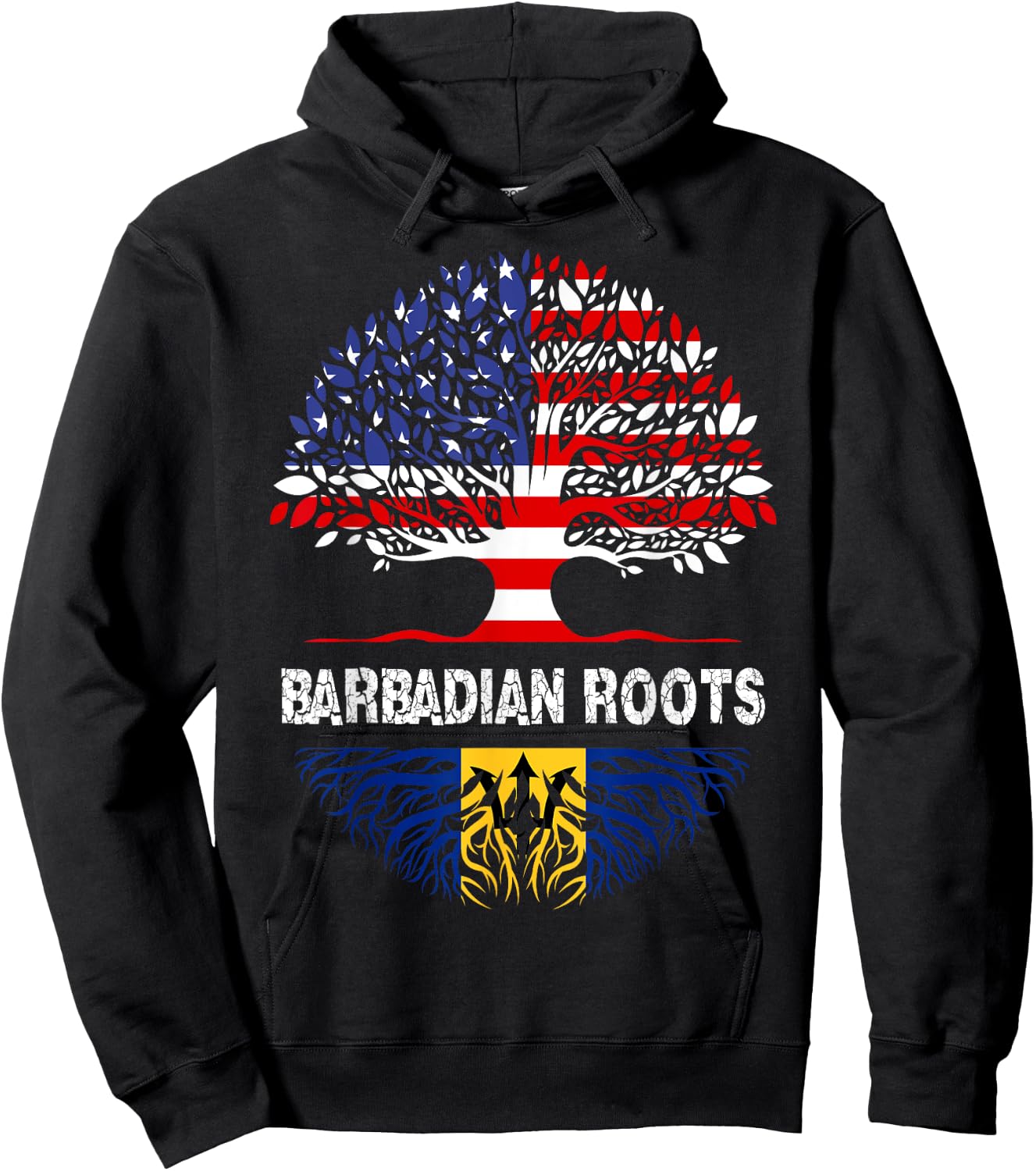 Barbados Bajan Barbadian Heritage Proud Half Barbadian Flag Hoodie - Hoodie | Black