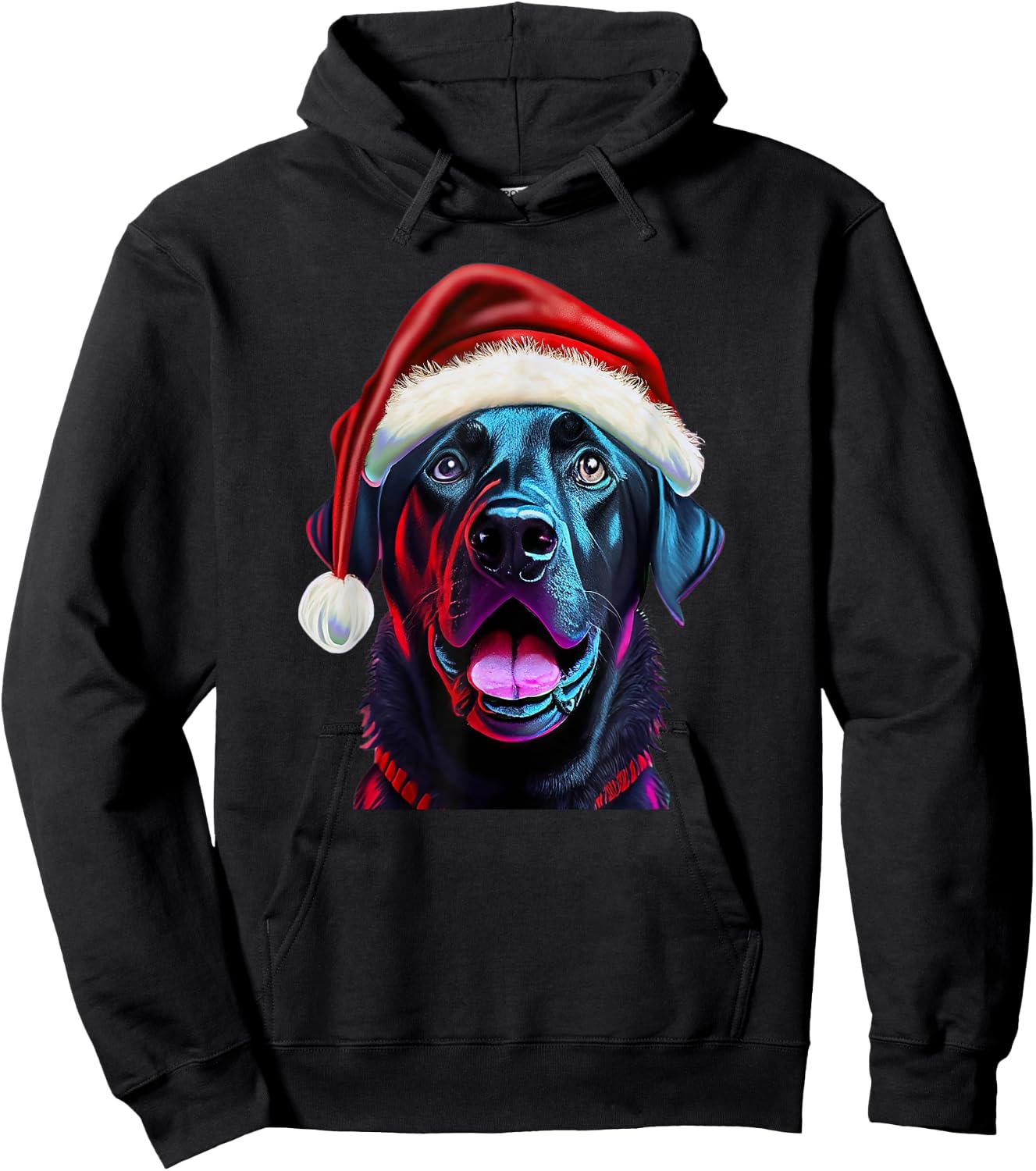 Black Lab Christmas Magic: Labrador in Santa Hat Hoodie - Hoodie | Black