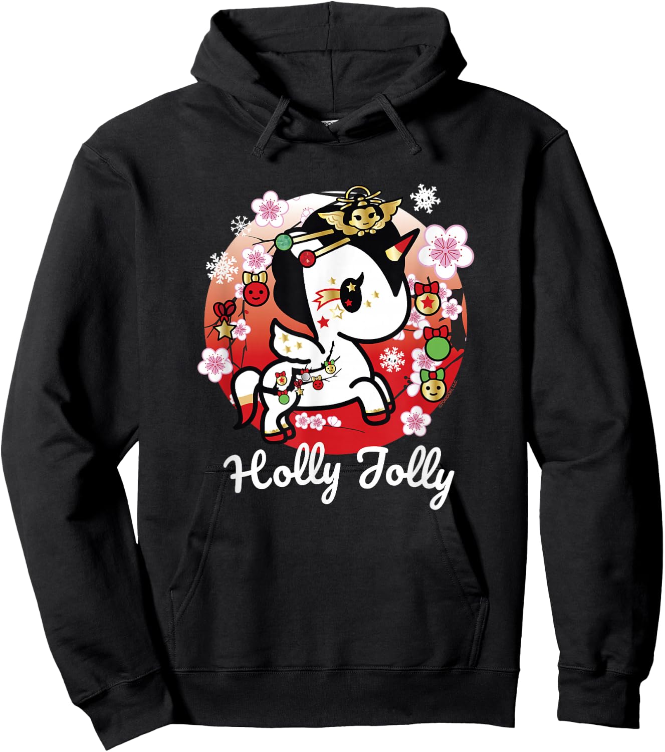 Tokidoki Christmas Holly Jolly Unicorno Spirit Cute Portrait Hoodie - Hoodie | Black