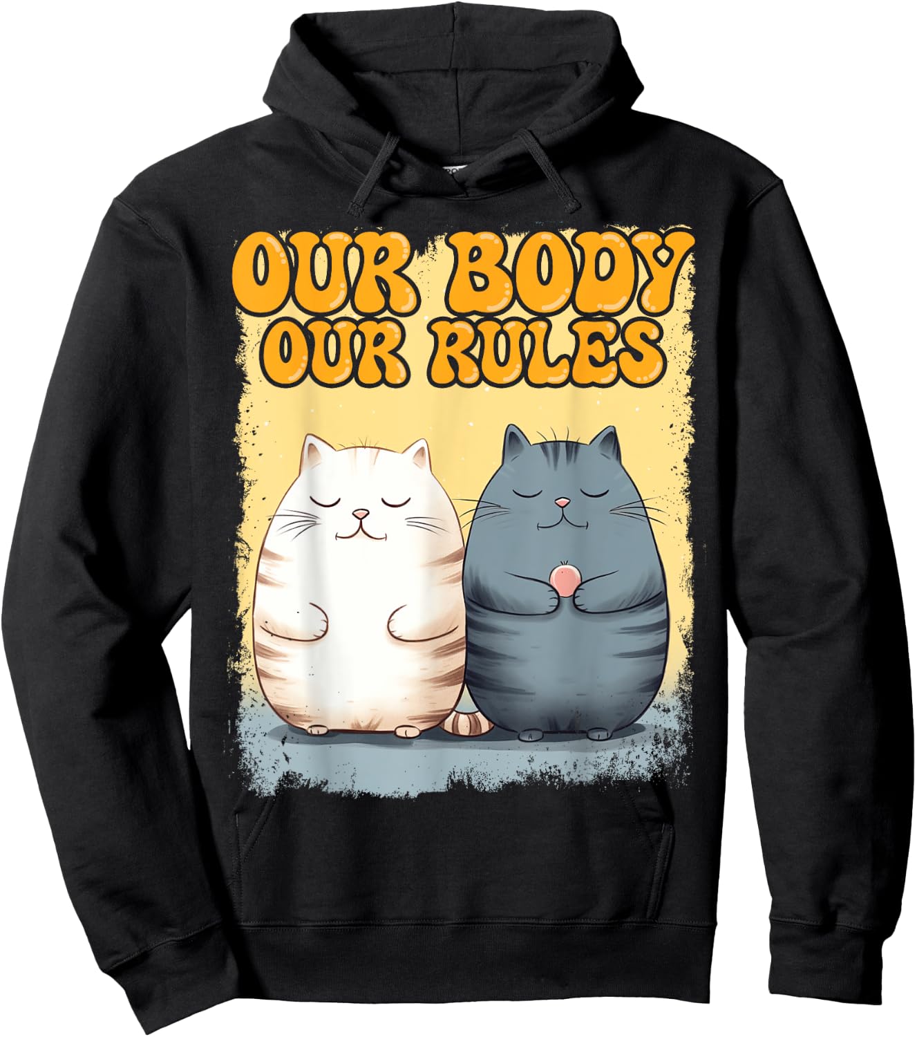 Our Body Our Rules Chubby Kitten Lover Chonk Cute Cat Hoodie - Hoodie | Black