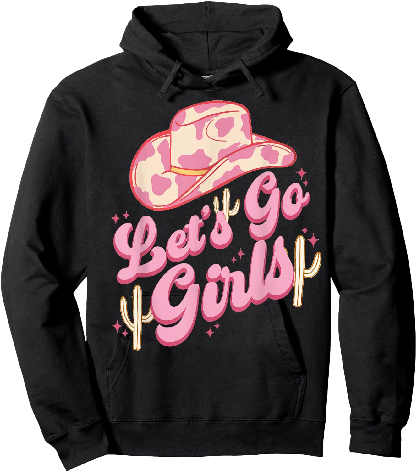 Leopard Cowboy Hat Let's Go Cowgirl Girls Western Country Hoodie - Hoodie | Black