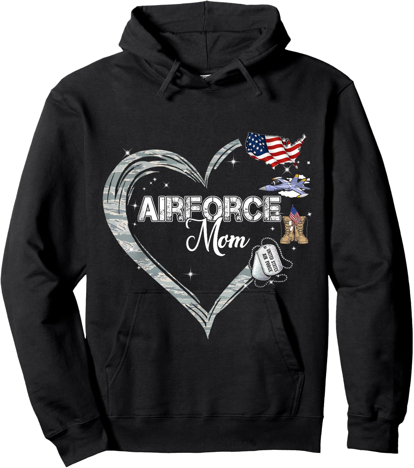 Proud Air Force Mom Air Force Graduation Mom USAF Mom Hoodie - Hoodie | Black
