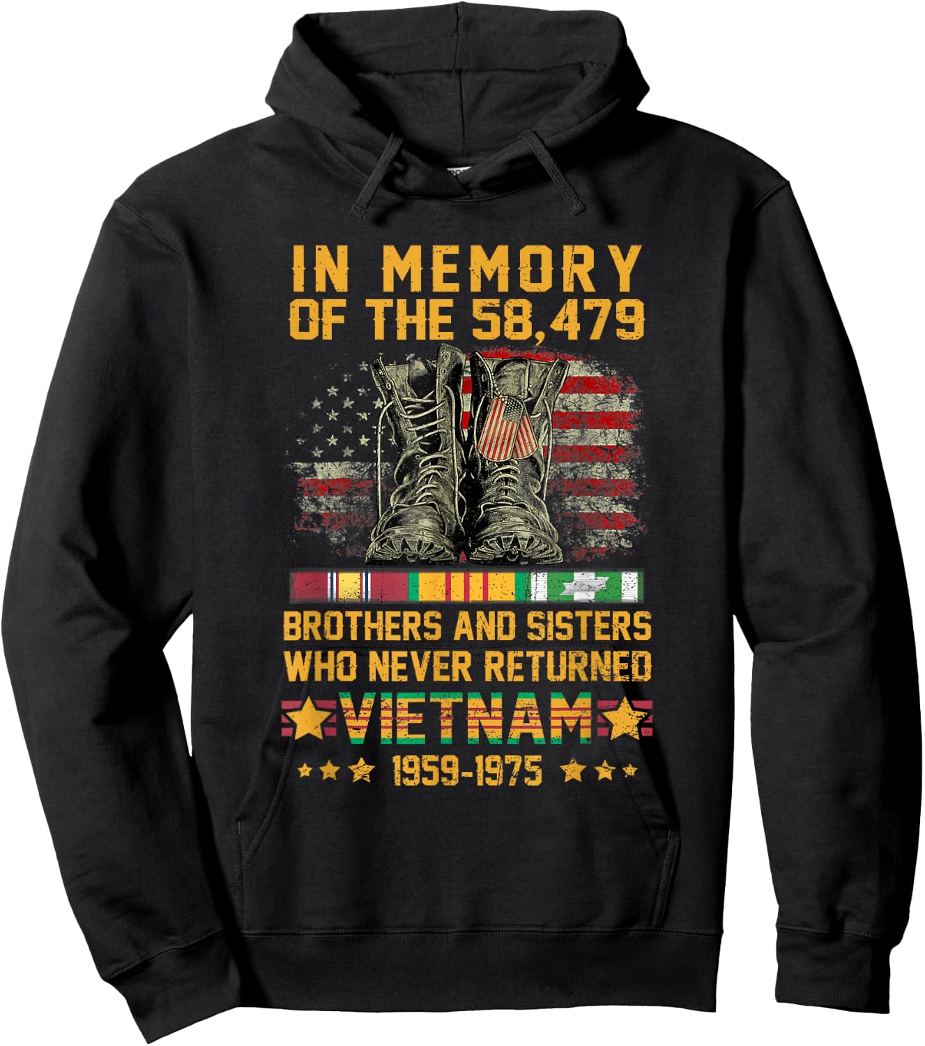 in Memory of The 58479 Brothers and Sisters Vietnam Veteran Hoodie - Hoodie | Black