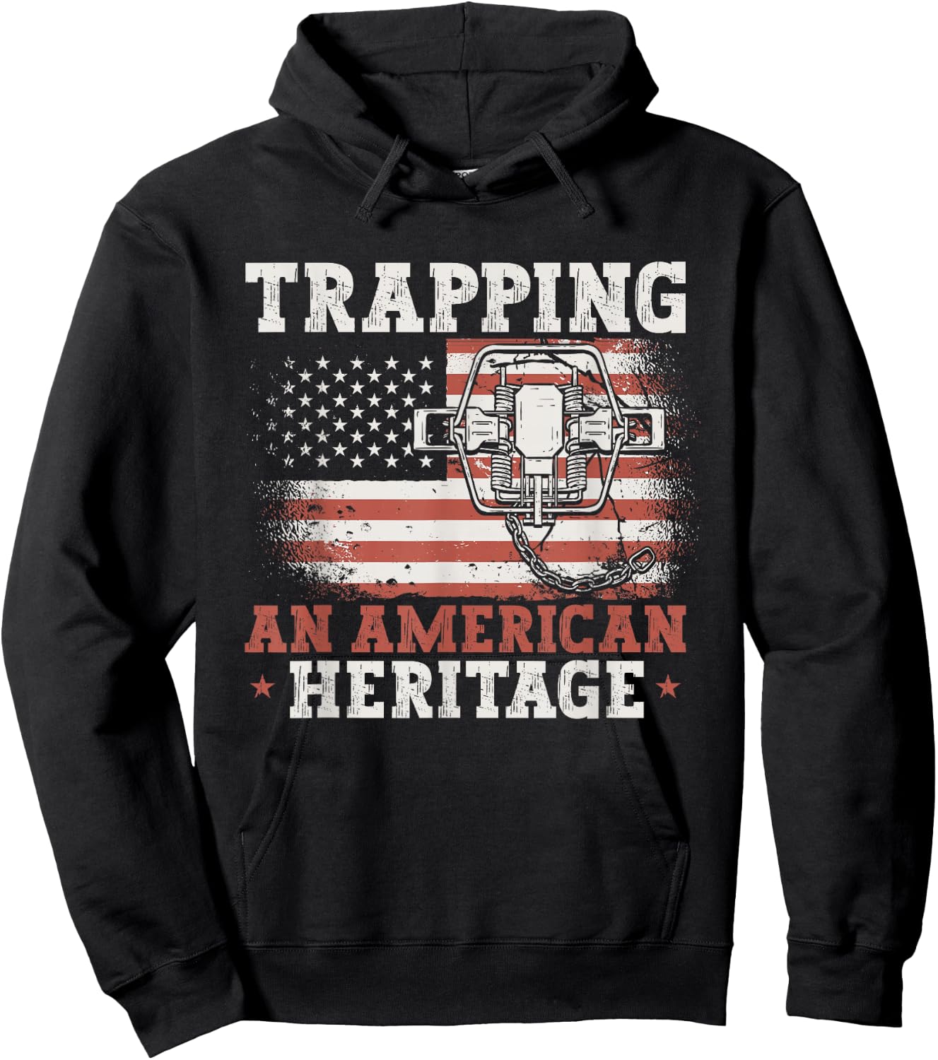 Trapping An American Heritage Trap Hunting Trapper Hoodie - Hoodie | Black