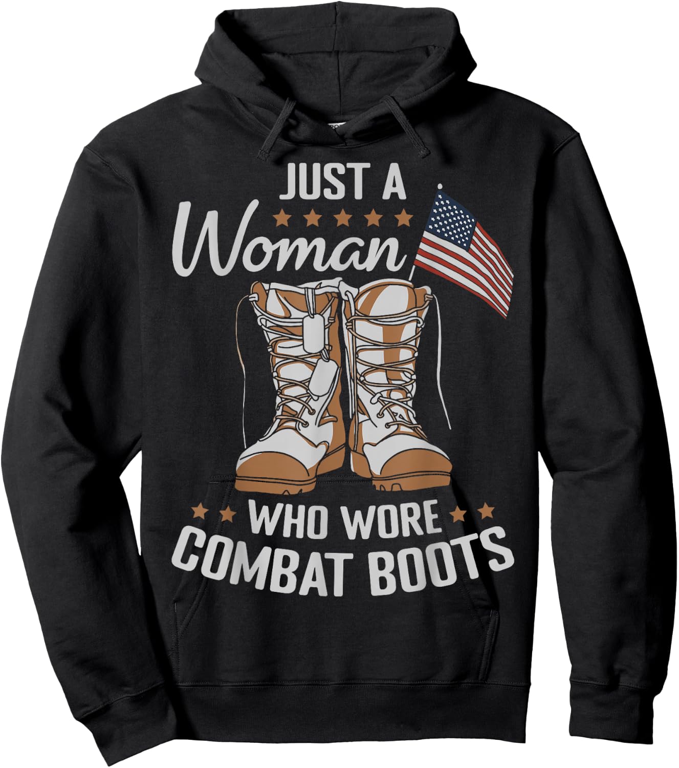 Female Veteran Flag Boots Women Veteran Mother Grandma Hoodie - Hoodie | Black