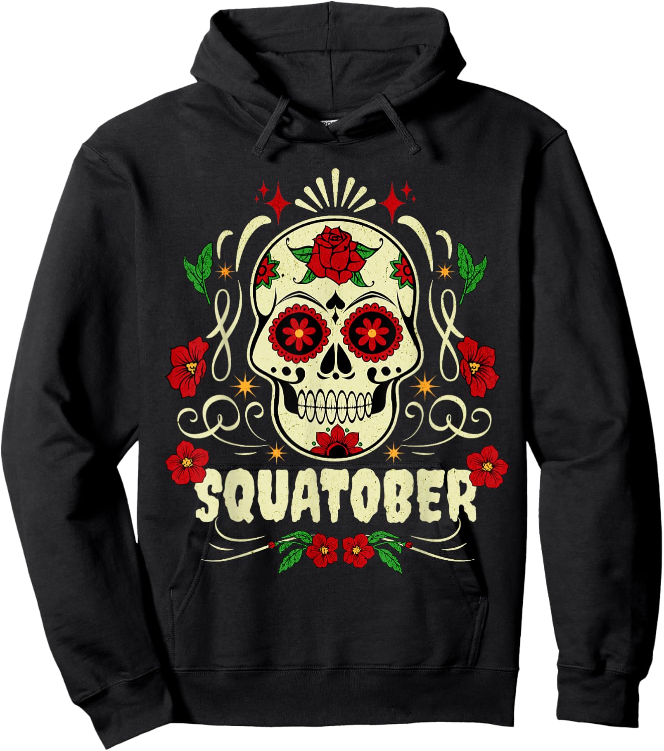 SQUATOBER October Squat Challenge Sugar Skull Hoodie - Hoodie | Black
