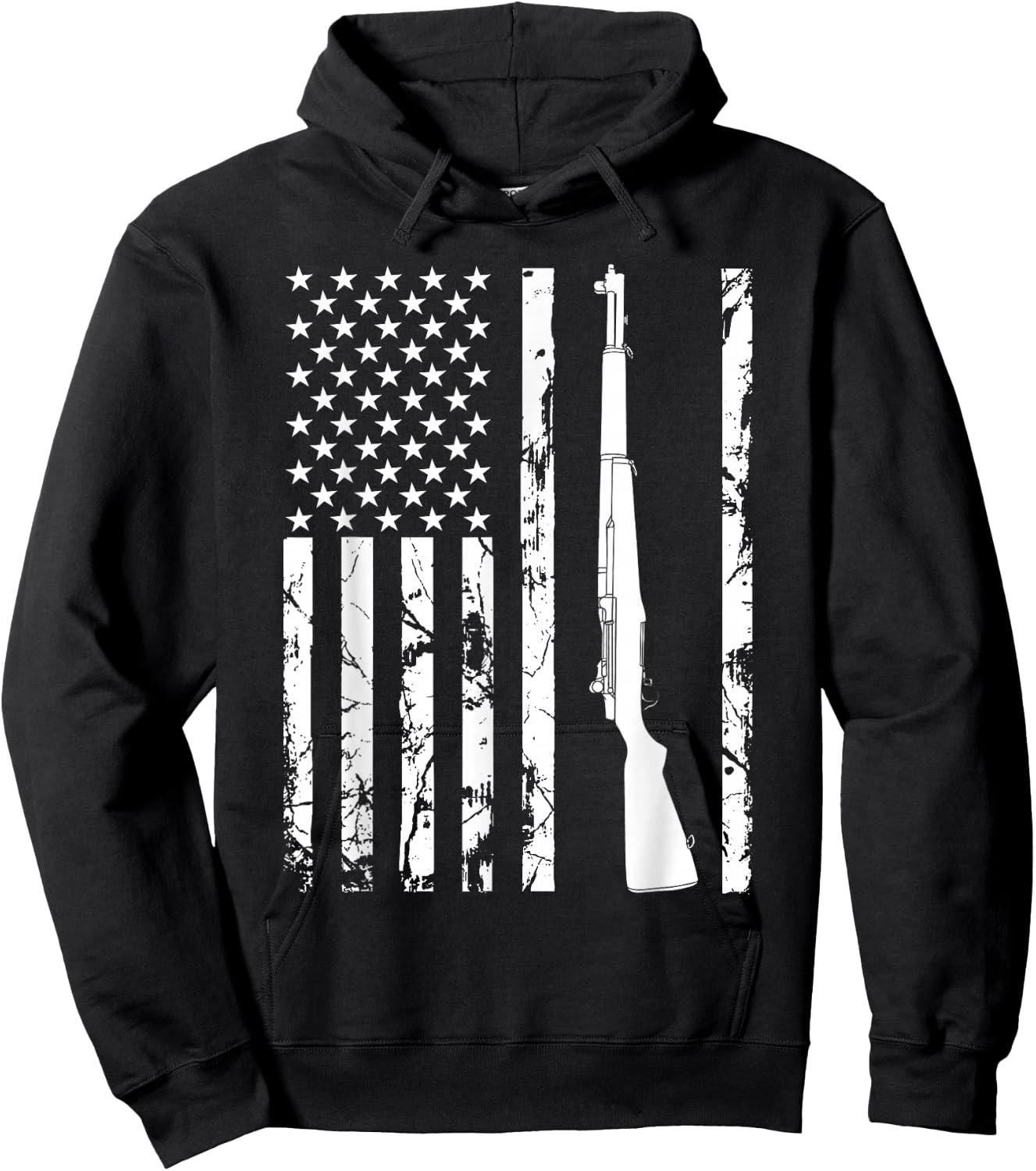 M1 Garand Rifle USA American Flag Hoodie - Hoodie | Black